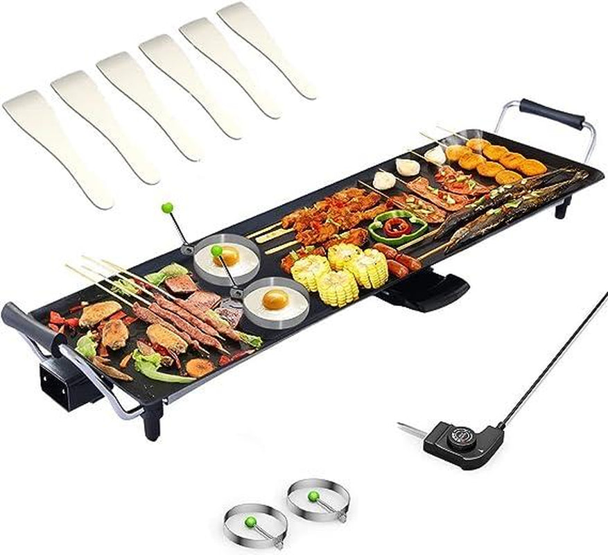 Costway 36-Inch Electric Griddle Teppanyaki Grill - Smokeless BBQ Grill with Nonstick Surface & 5 Adjustable Temperature Settings for Indoor/Outdoor Cooking