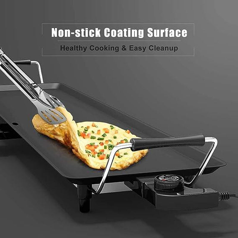 Costway 36-Inch Electric Griddle Teppanyaki Grill - Smokeless BBQ Grill with Nonstick Surface & 5 Adjustable Temperature Settings for Indoor/Outdoor Cooking