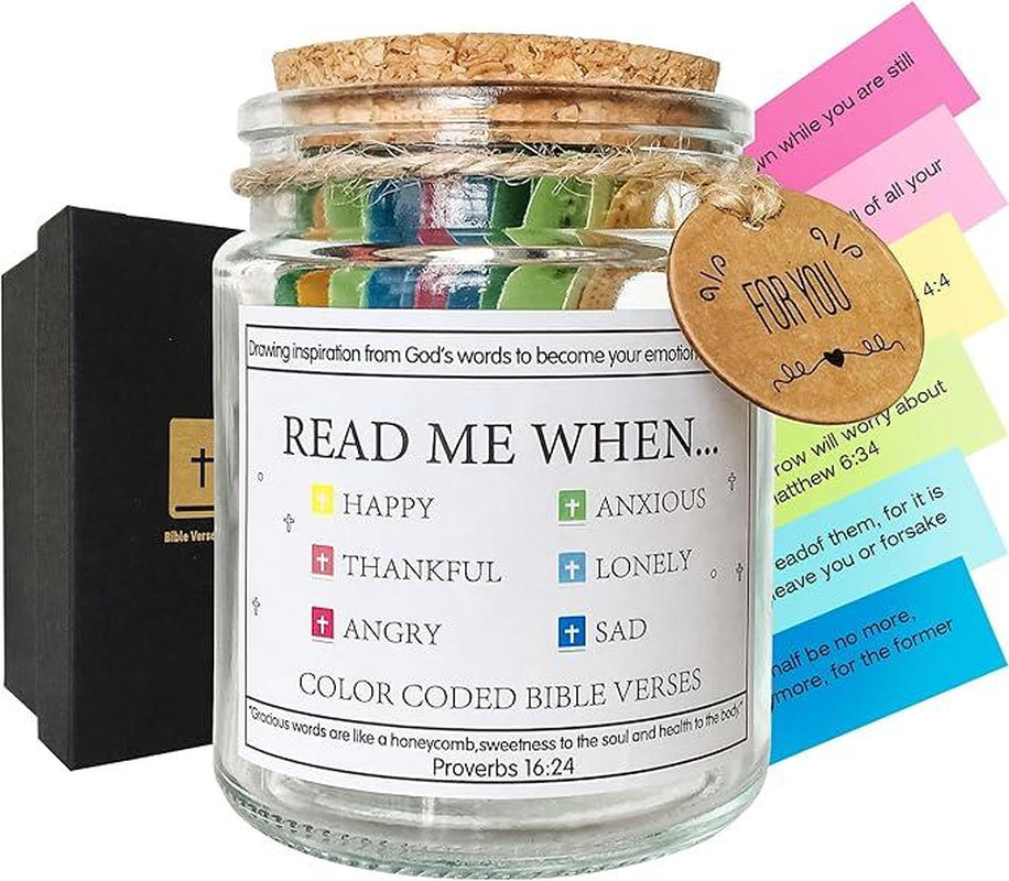 Glass Bible Verse Jar, Read Me When Bible Verses Jar for Emotions and Feelings, Scripture Faith Prayer Hope Jar Gift, Religious Gift, Christian Gifts , Verse Prayer Jar， Bible Verse Read Me Jar Bible Stuff