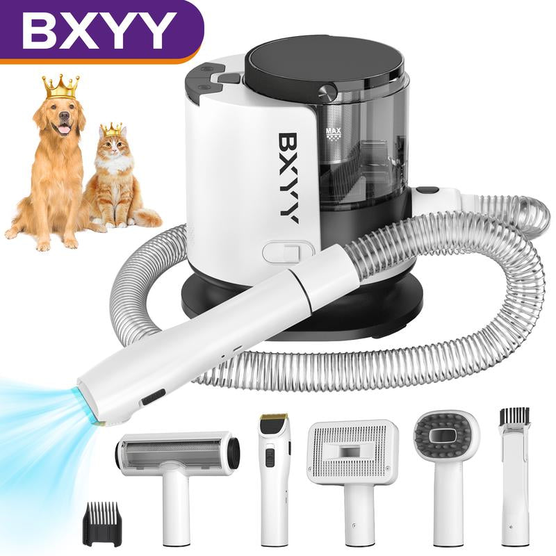 BXYY Ultimate Dog Grooming Kit & 5-in-1 Pet Vacuum Tools - 1.5L Powerful Hair Vacuum, Clippers, Shedding Brush & Home Cleaning Solution - Perfect Gift for Pet Lovers!