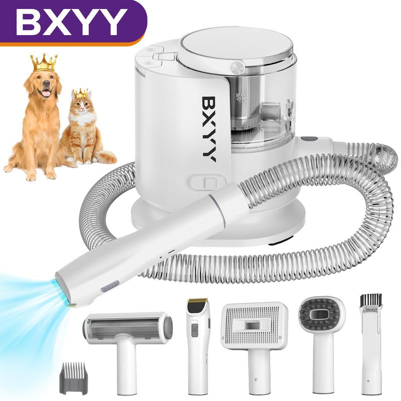 BXYY Ultimate Dog Grooming Kit & 5-in-1 Pet Vacuum Tools - 1.5L Powerful Hair Vacuum, Clippers, Shedding Brush & Home Cleaning Solution - Perfect Gift for Pet Lovers!