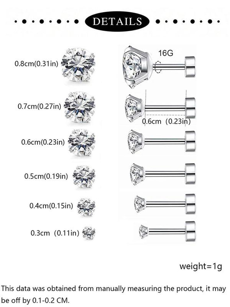 Sparkling Rhinestone Ear Studs - Trendy Stainless Steel Cartilage Earrings for Women & Girls, Perfect for Parties and Back to School Gifts!