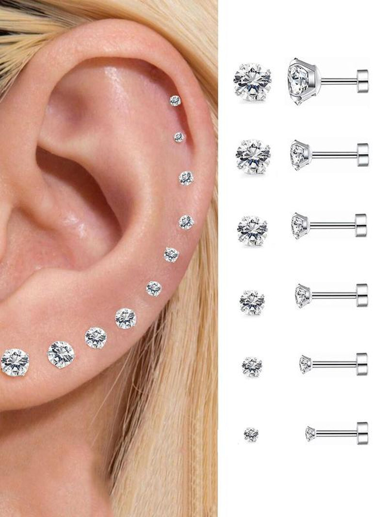 Sparkling Rhinestone Ear Studs - Trendy Stainless Steel Cartilage Earrings for Women & Girls, Perfect for Parties and Back to School Gifts!