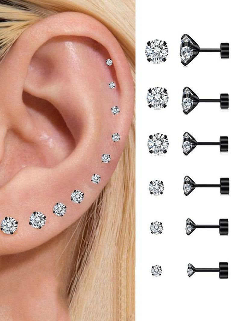 Sparkling Rhinestone Ear Studs - Trendy Stainless Steel Cartilage Earrings for Women & Girls, Perfect for Parties and Back to School Gifts!